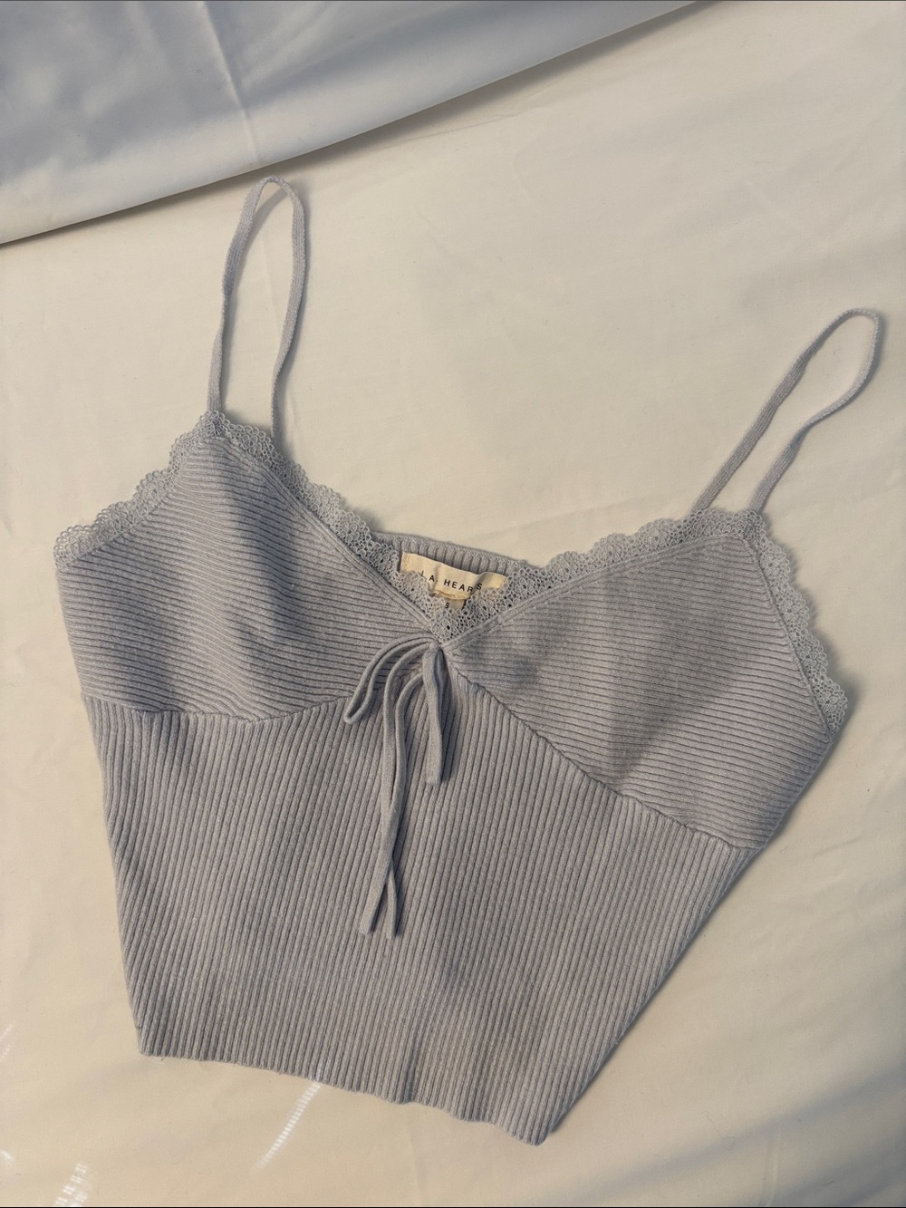LA Hearts Ribbed Lace Tank Top!!